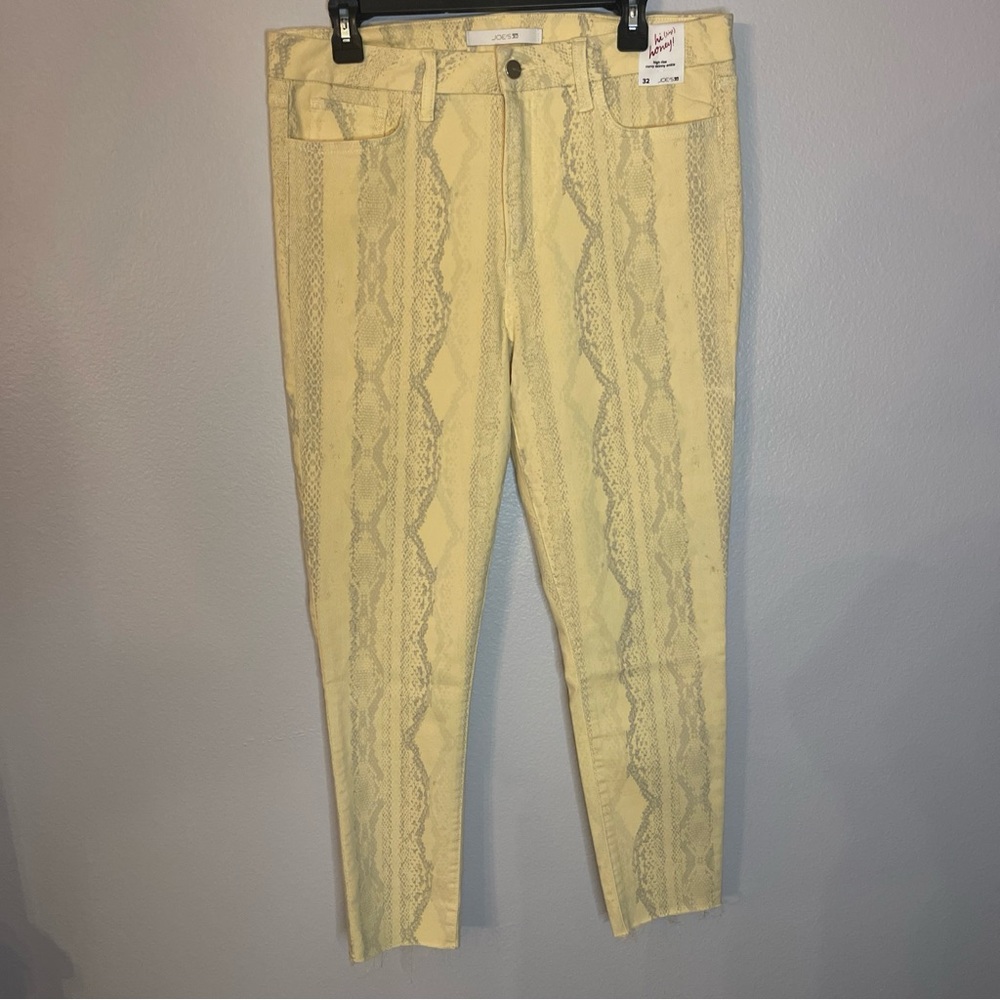 Joe's Jeans Yellow Patterned High Rise Curvy  Skinny Ankle Women Jeans